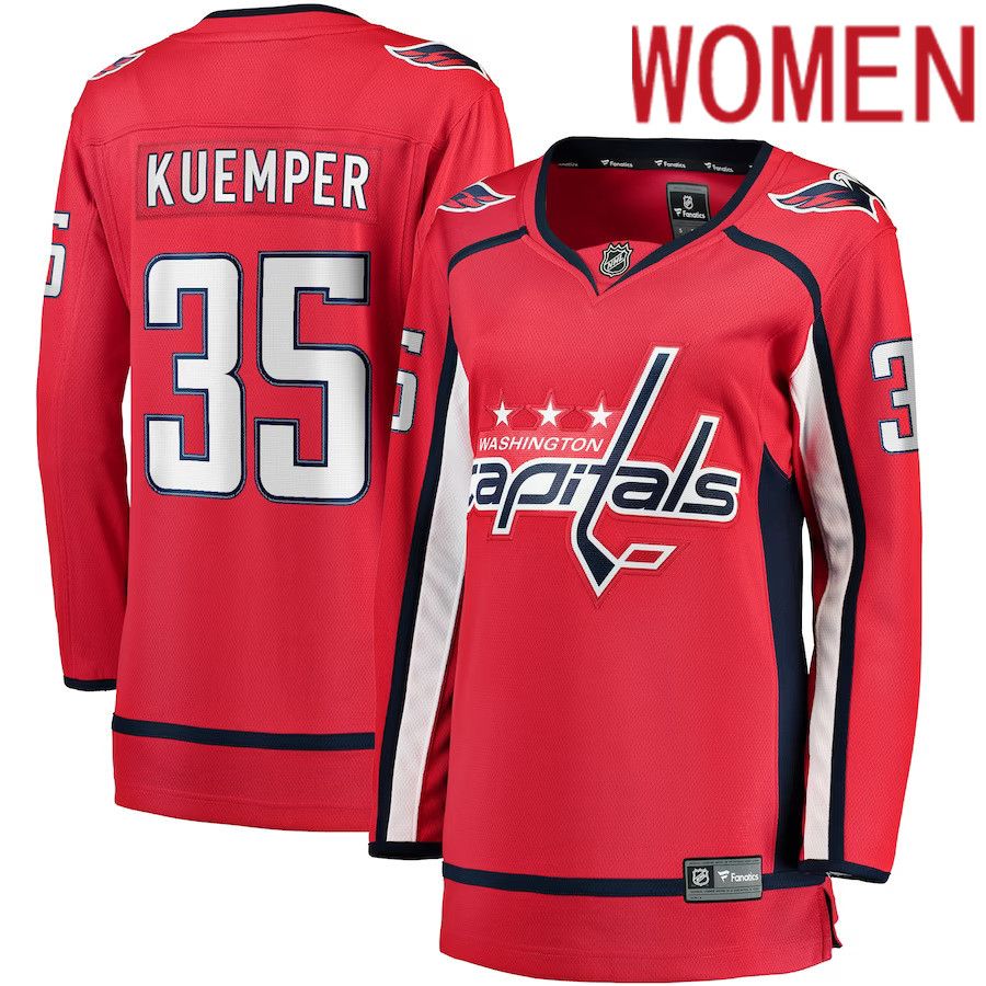 Women Washington Capitals #35 Darcy Kuemper Fanatics Branded Red Home Breakaway Player NHL Jersey
